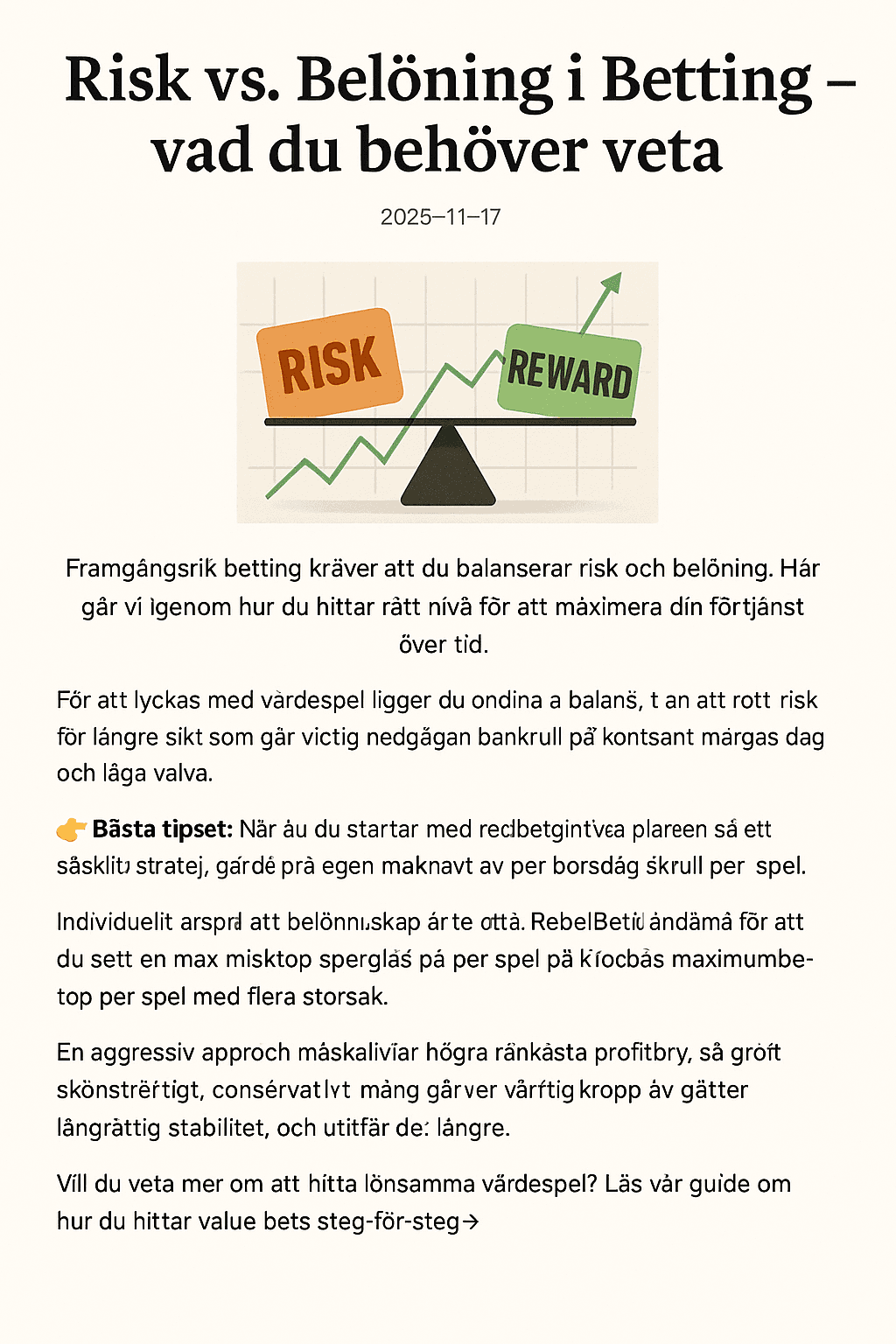 Risk vs belöning i betting – hitta rätt balans långsiktigt